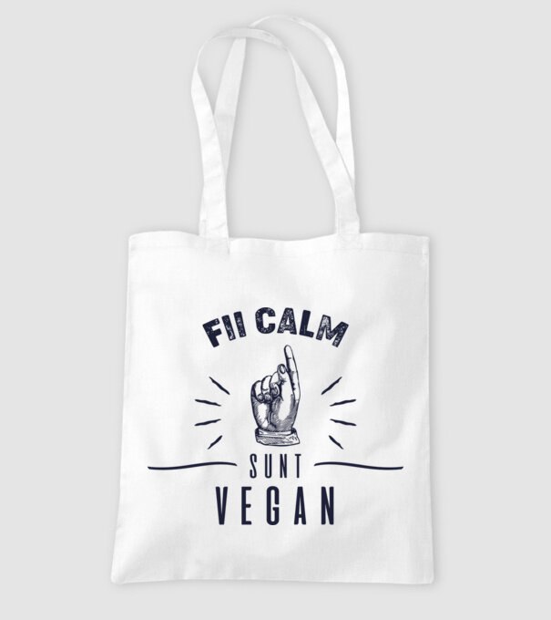 fii calm, sunt VEGAN model alb pe tricou