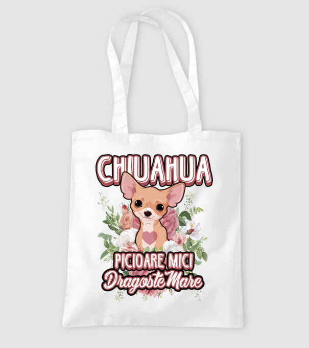 chihuahua : picioare mici dragoste mare model alb pe tricou