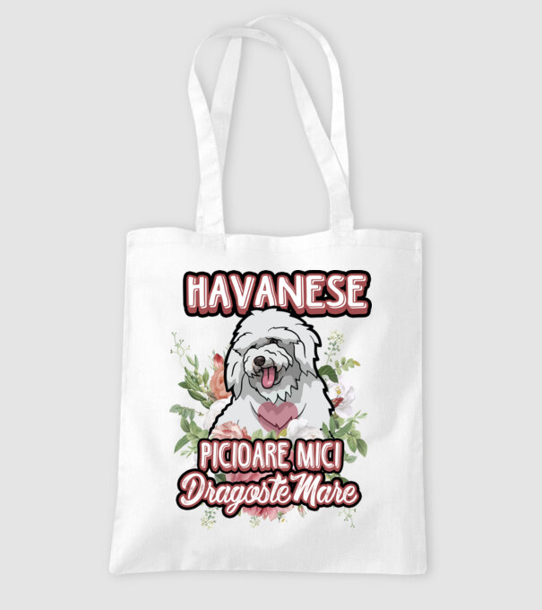 havanese : picioare mici dragoste mare model alb pe tricou