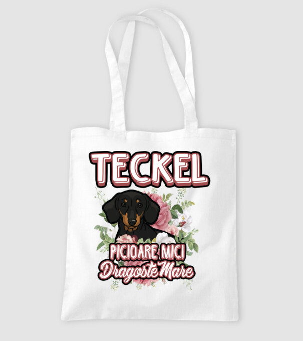 teckel : picioare mici dragoste mare model alb pe tricou