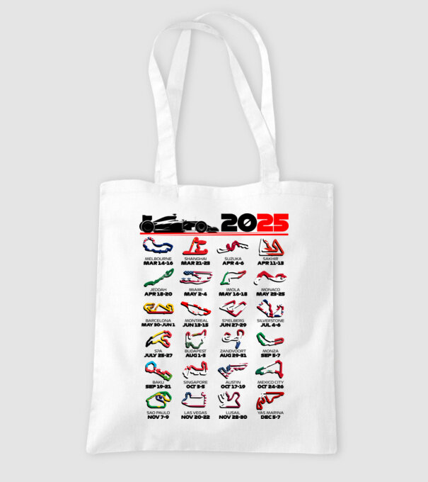 F1 calendar 2025 Alb model alb pe tricou