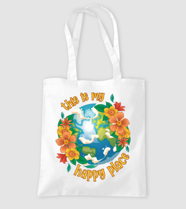 Happy Place model alb pe tricou