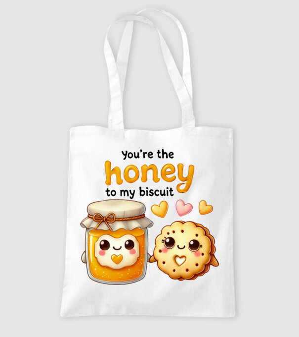 Honey to my Biscuit model alb pe tricou