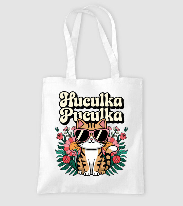 Huculka Puculka pisică 3 model alb pe tricou