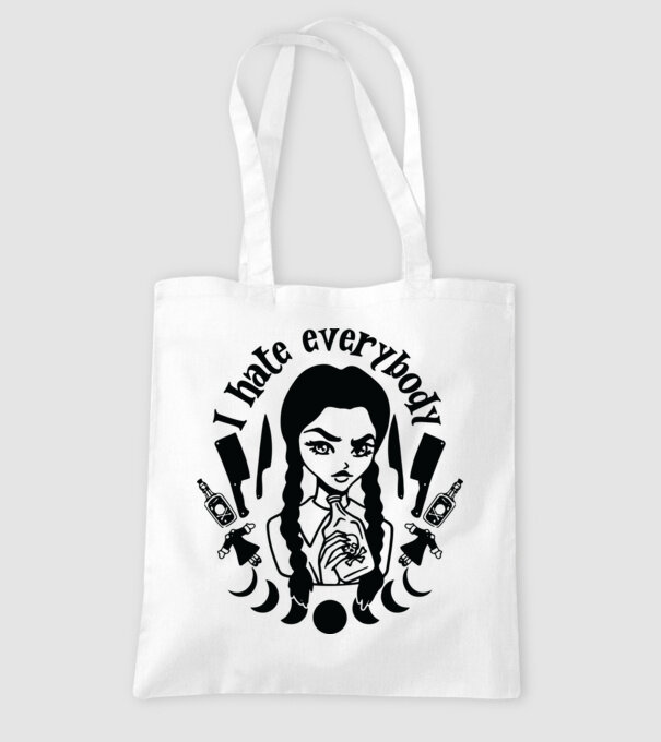I hate everybody cartoon model alb pe tricou