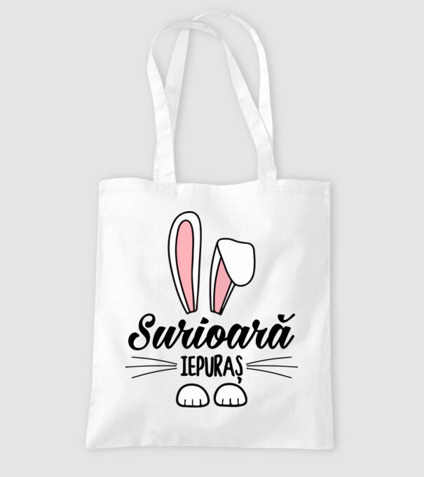 Iepuraș surioară model alb pe tricou