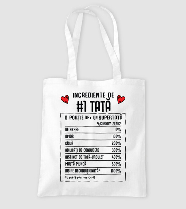 Ingrediente Tată model alb pe tricou