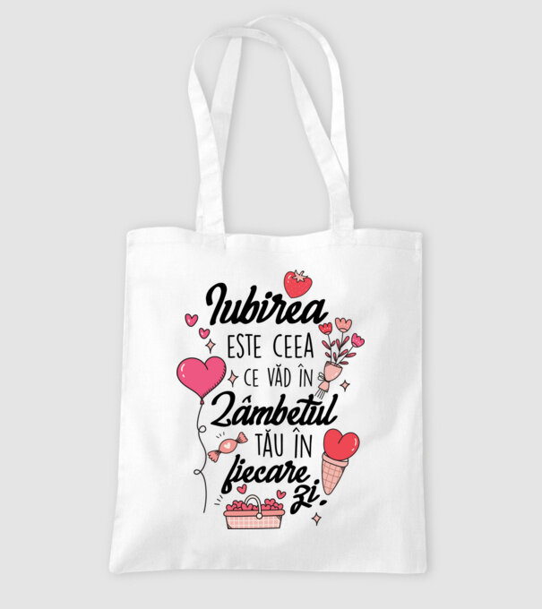 Iubirea-este-ceea -e văd în-zâmbetul-tău în fiecare zi model alb pe tricou