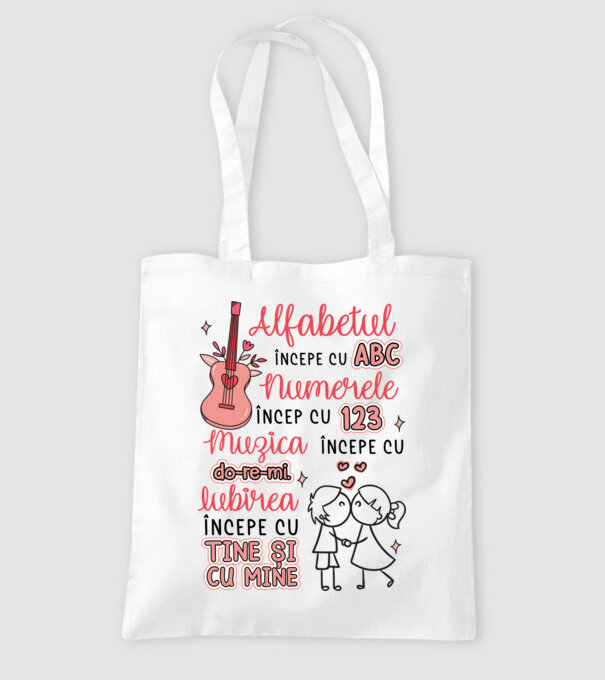 Iubirea începe cu-tine și cu mine model alb pe tricou