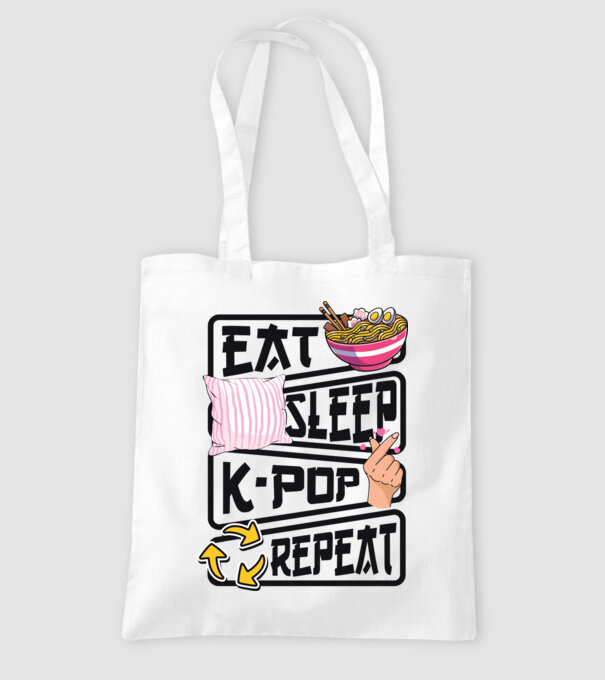 K-POP EAT SLEEP model alb pe tricou