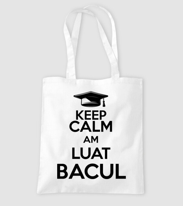 Keep calm, am luat bacul model alb pe tricou