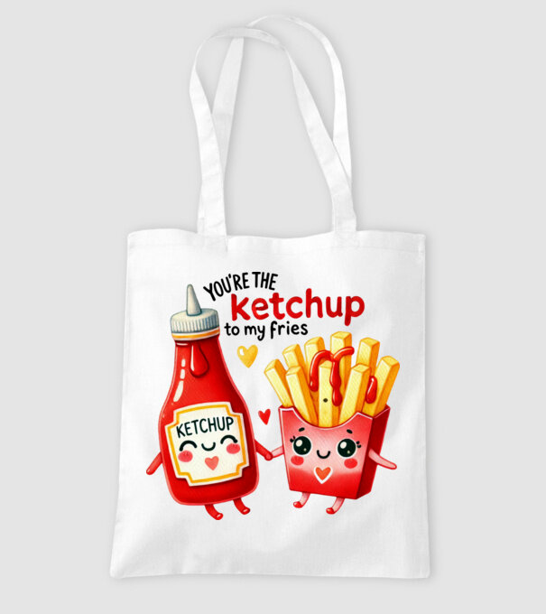 Ketchup to my Fries model alb pe tricou