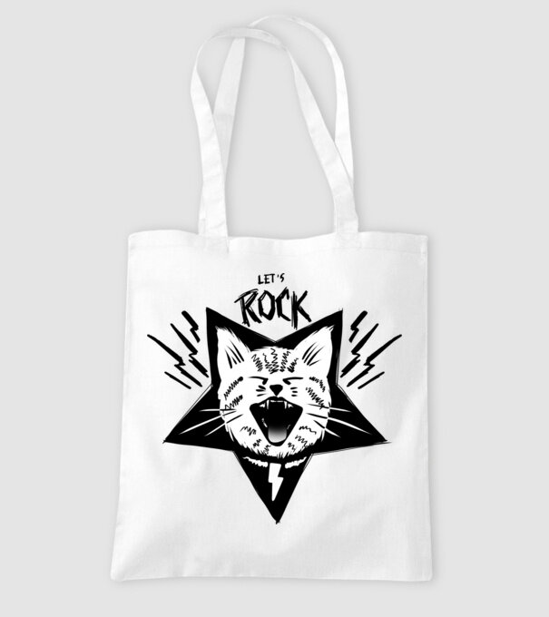 Let's Rock model alb pe tricou