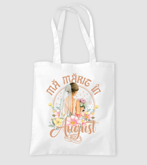 mă mărit - în august model alb pe tricou