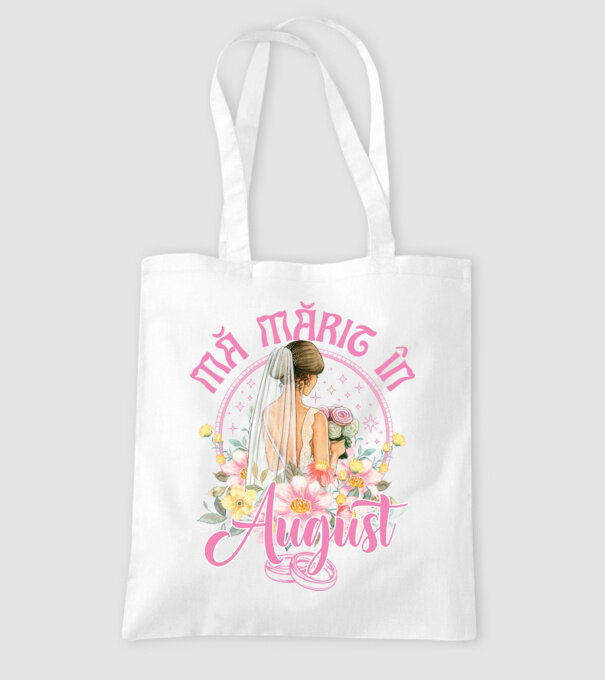 mă mărit - în august model alb pe tricou