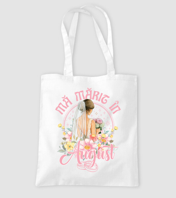 mă mărit - în august model alb pe tricou