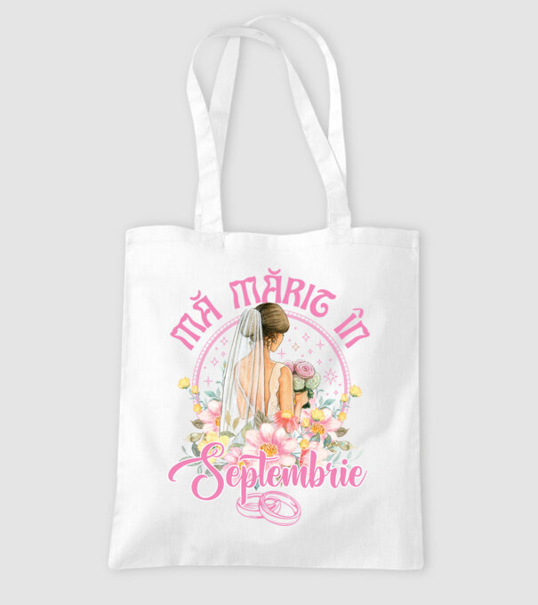 mă mărit - în septembrie model alb pe tricou