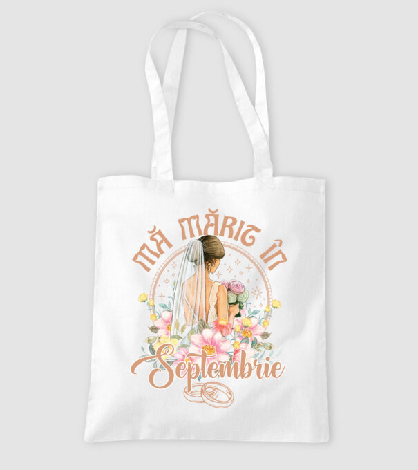 mă mărit - în septembrie model alb pe tricou