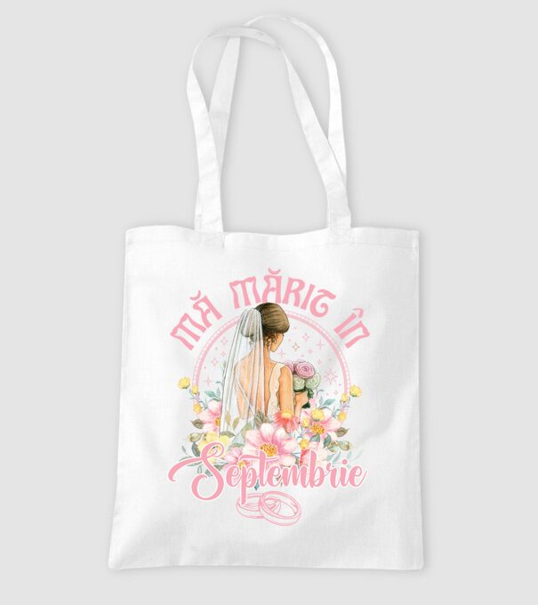mă mărit - în septembrie model alb pe tricou