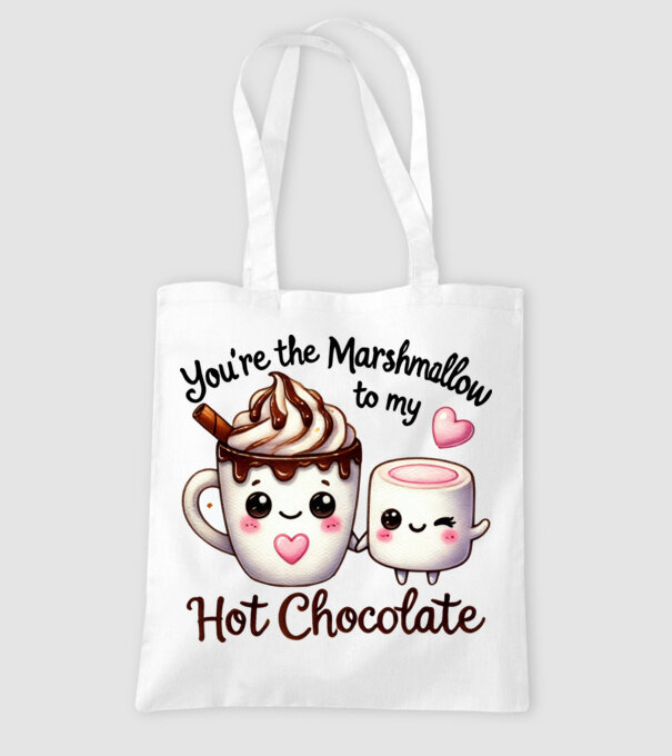 Marshmallow to my Hot Chocolate model alb pe tricou