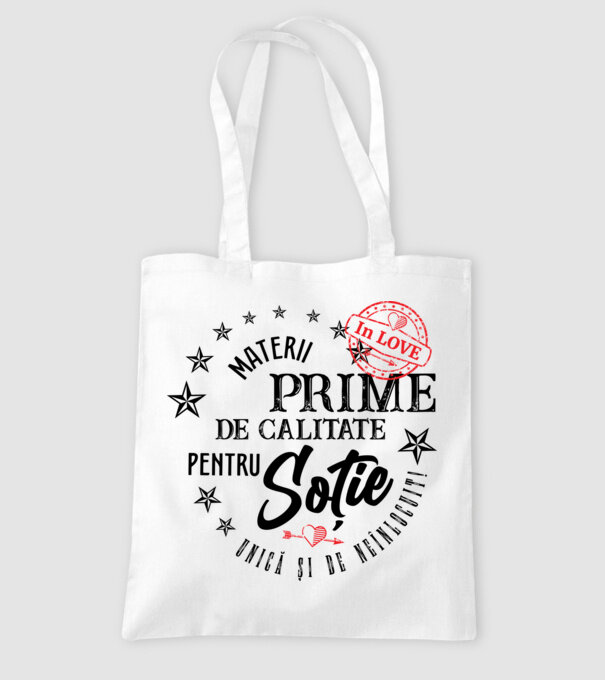 Materii prime de calitate pentru soție model alb pe tricou