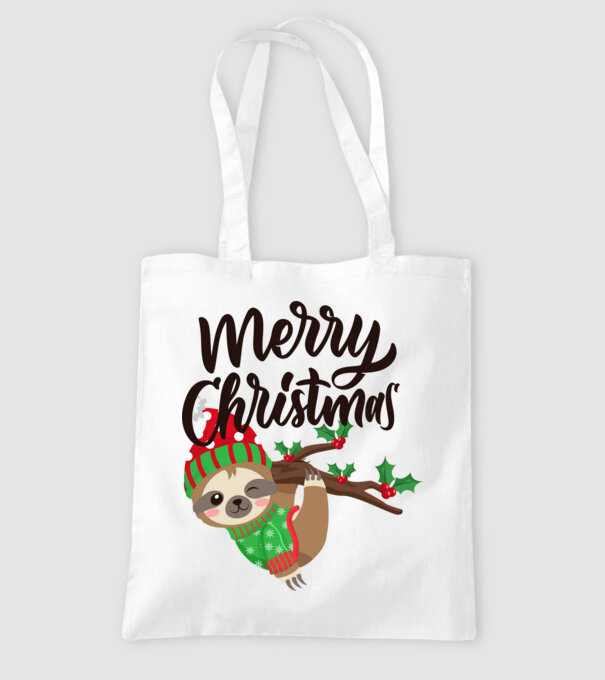 Merry christmas sloth model alb pe tricou