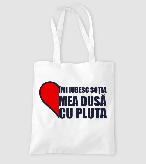 îmi iubesc soția mea dusă cu pluta model alb pe tricou