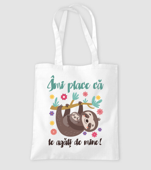 Îmi place să mă agăț de tine! Te iubesc mamă! model alb pe tricou