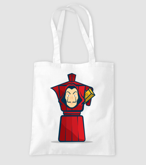 money heist coffee model alb pe tricou