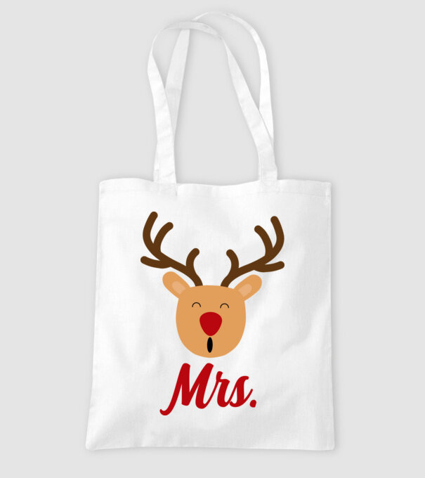 Mrs Reindeer christmas couple model alb pe tricou