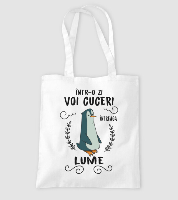 Într-o zi voi cuceri întreaga lume model alb pe tricou