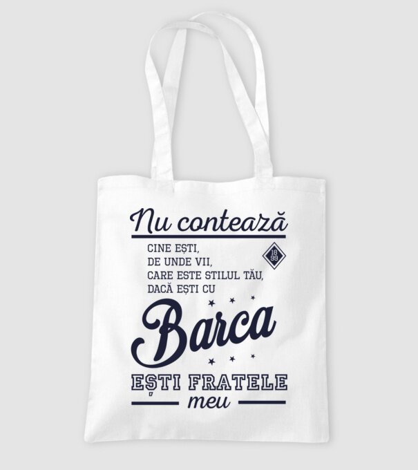 nu contează cine ești, de unde vii, care este stilul tău, dacă ești cu Barca, ești fratele meu model alb pe tricou