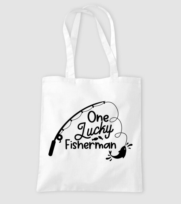One lucky Fisherman model alb pe tricou
