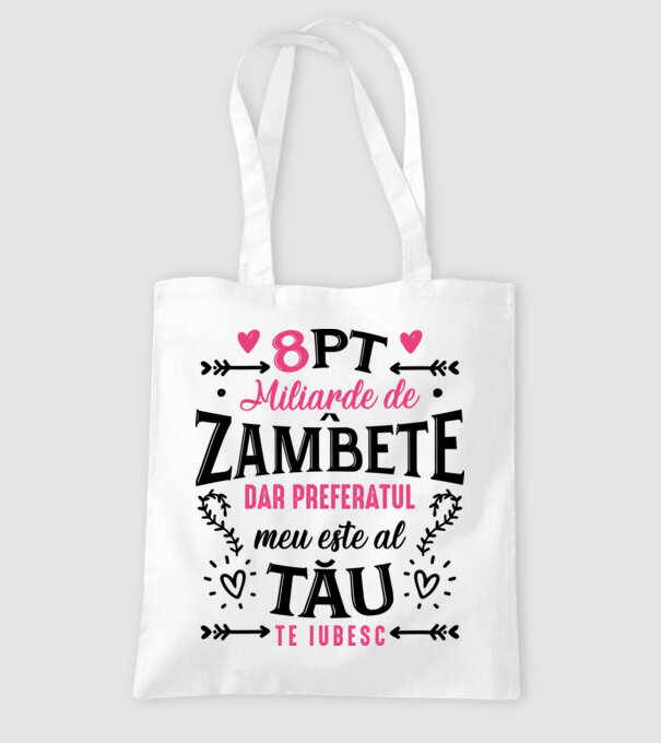 Opt miliarde de zâmbete model alb pe tricou