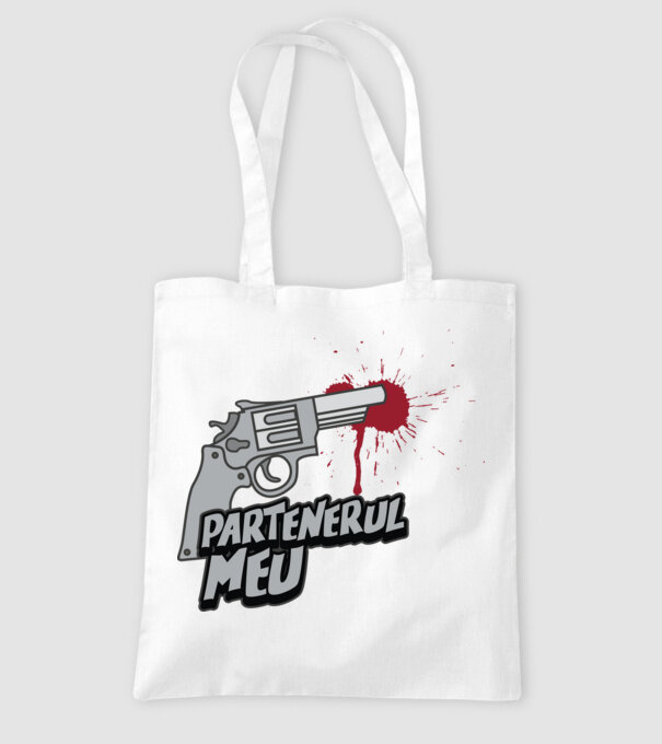 partenerul meu model alb pe tricou