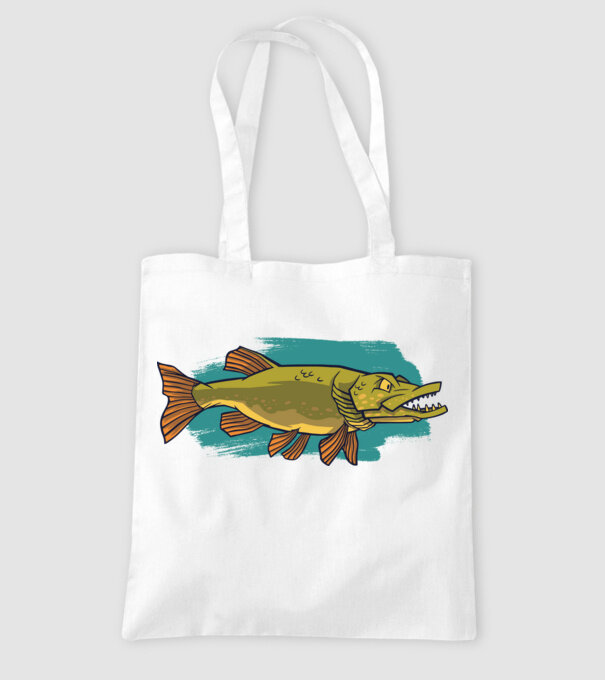 Pike model alb pe tricou