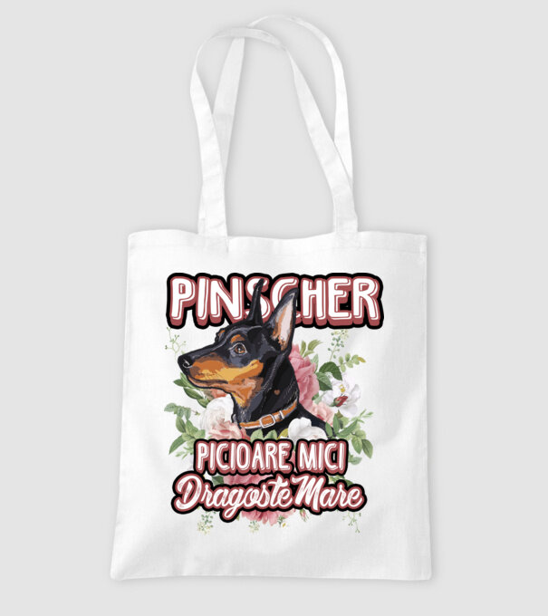 Pinscher picioare mici dragoste mare model alb pe tricou