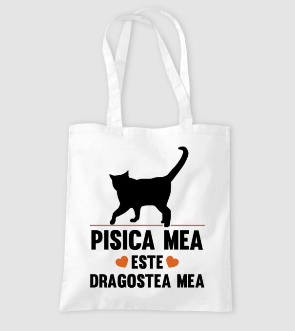 Pisica mea este dragostea mea model alb pe tricou