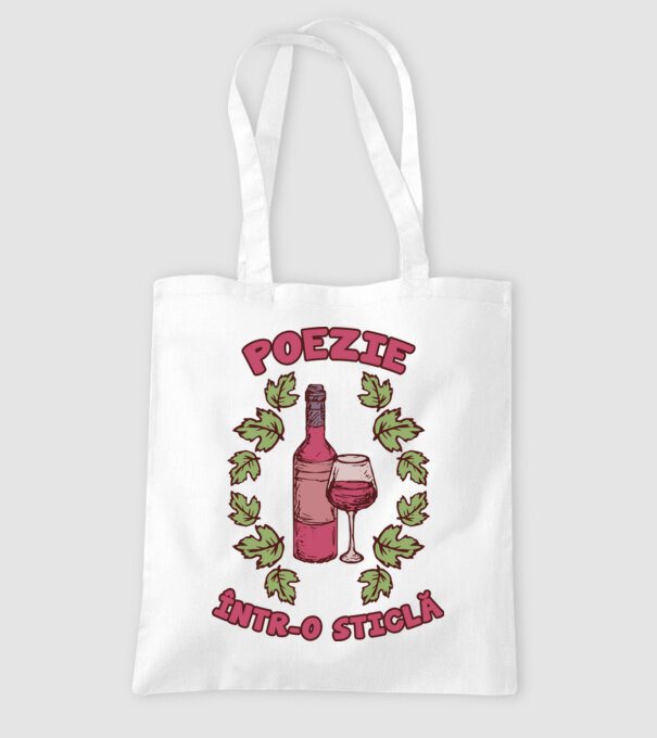Poezie într-o sticlă model alb pe tricou