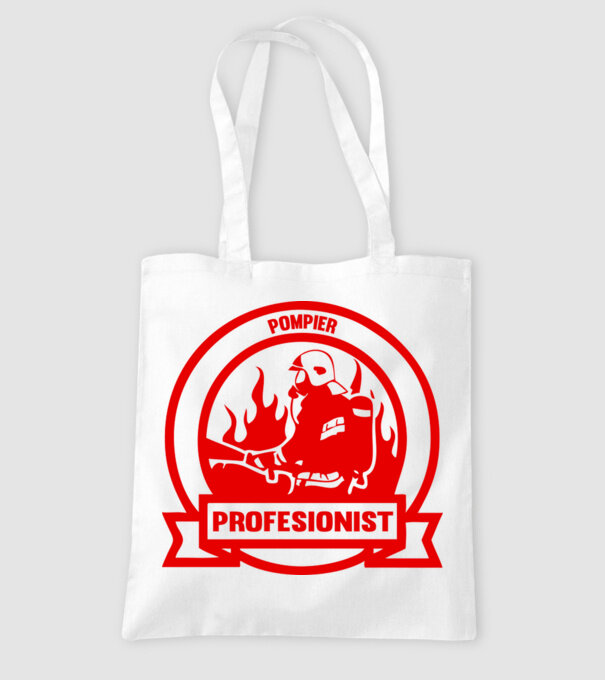 Pompier profesionist model alb pe tricou