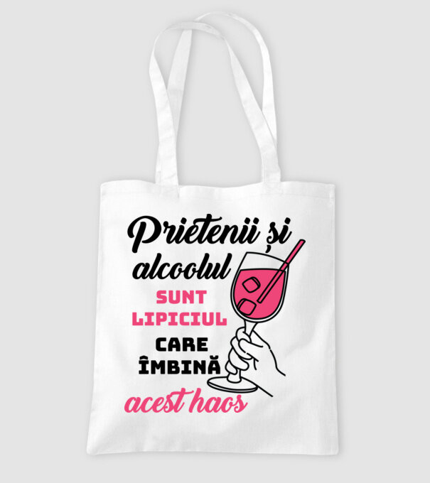 Prietenii și alcoolul sunt lipiciul care îmbină acest haos model alb pe tricou