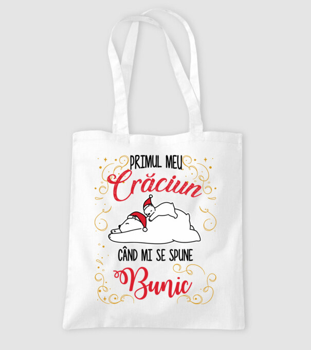 Primul meu Crăciun când mi se spune bunic! model alb pe tricou