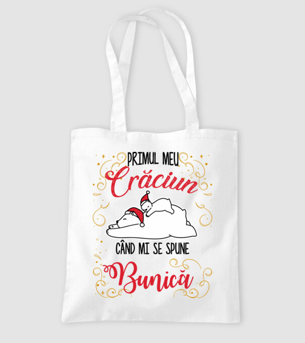 Primul meu Crăciun când mi se spune bunică! model alb pe tricou