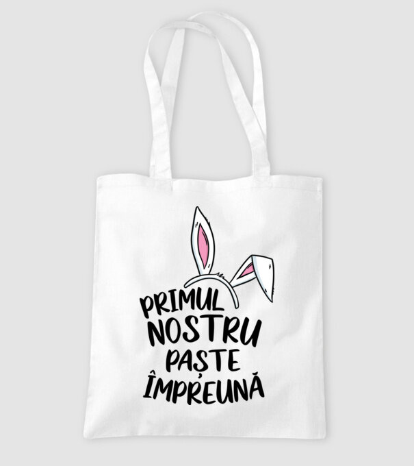 Primul nostru Paște împreună model alb pe tricou