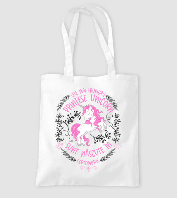 Cele mai frumoase prințese unicorn sunt născute în Septembrie model alb pe tricou