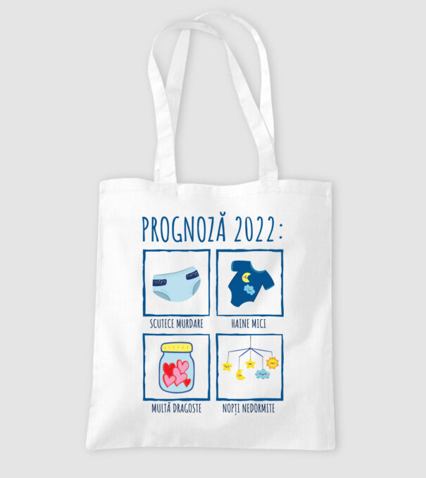 Prognoză 2022: scutece murdare, haine mici, multă dragoste, nopți nedormite model alb pe tricou