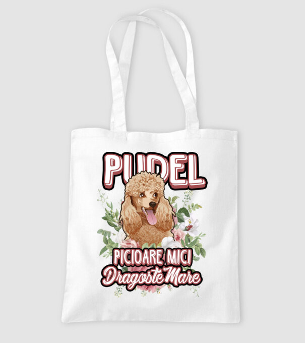 Pudel picioare mici dragoste mare model alb pe tricou
