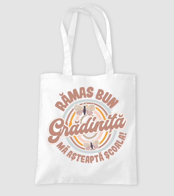 Rămas bun grădiniță, mă așteaptă școala! model alb pe tricou