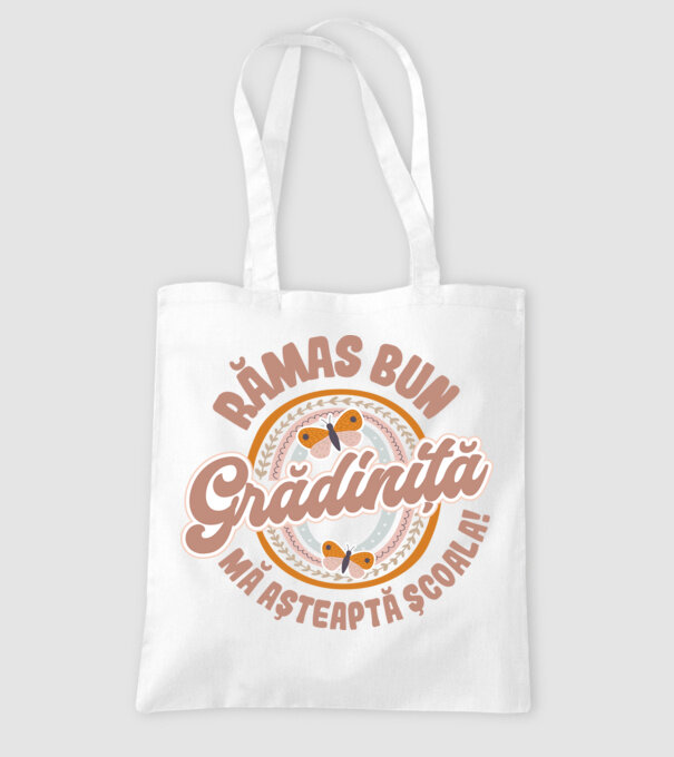 Rămas bun grădiniță, mă așteaptă școala! model alb pe tricou