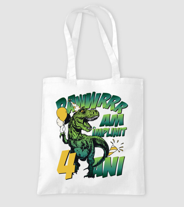 Rawr Am împlinit 4 ani model alb pe tricou